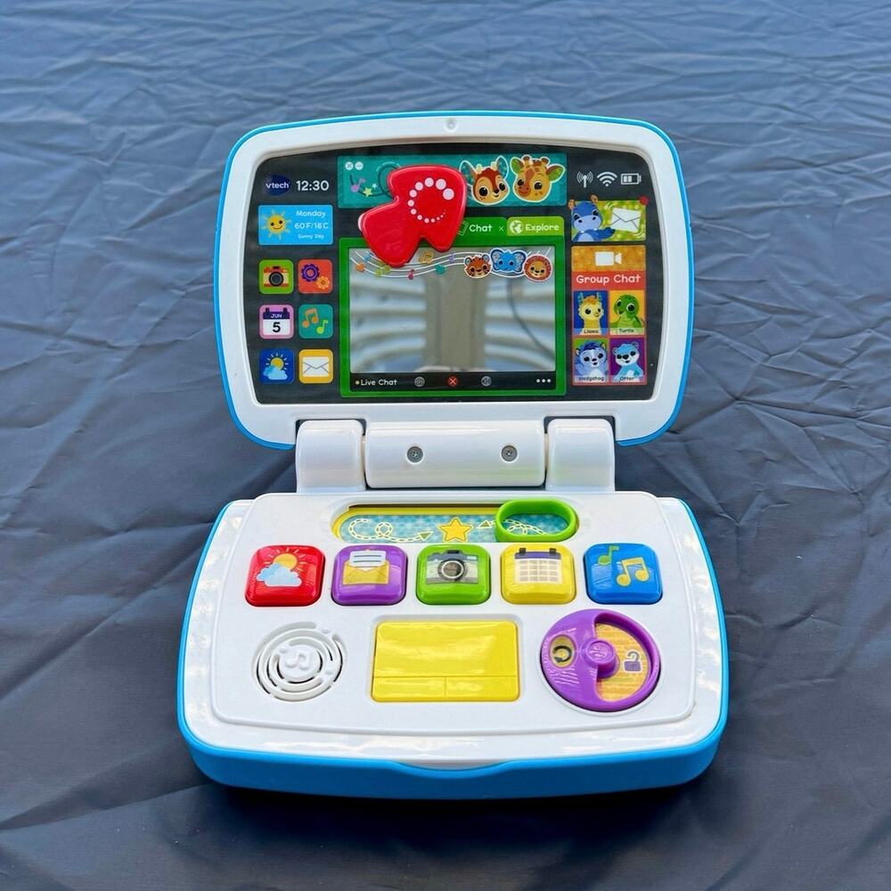 VTech Toddler Tech Laptop Blue White Pretend Apps Animal Friends Learning Toy